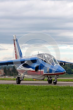 Patrouille de France, the aerobatic display team of the French Air Force Armee de lÃ¢â¬â¢Air flying Dassault-Dornier Alpha Jet E jet